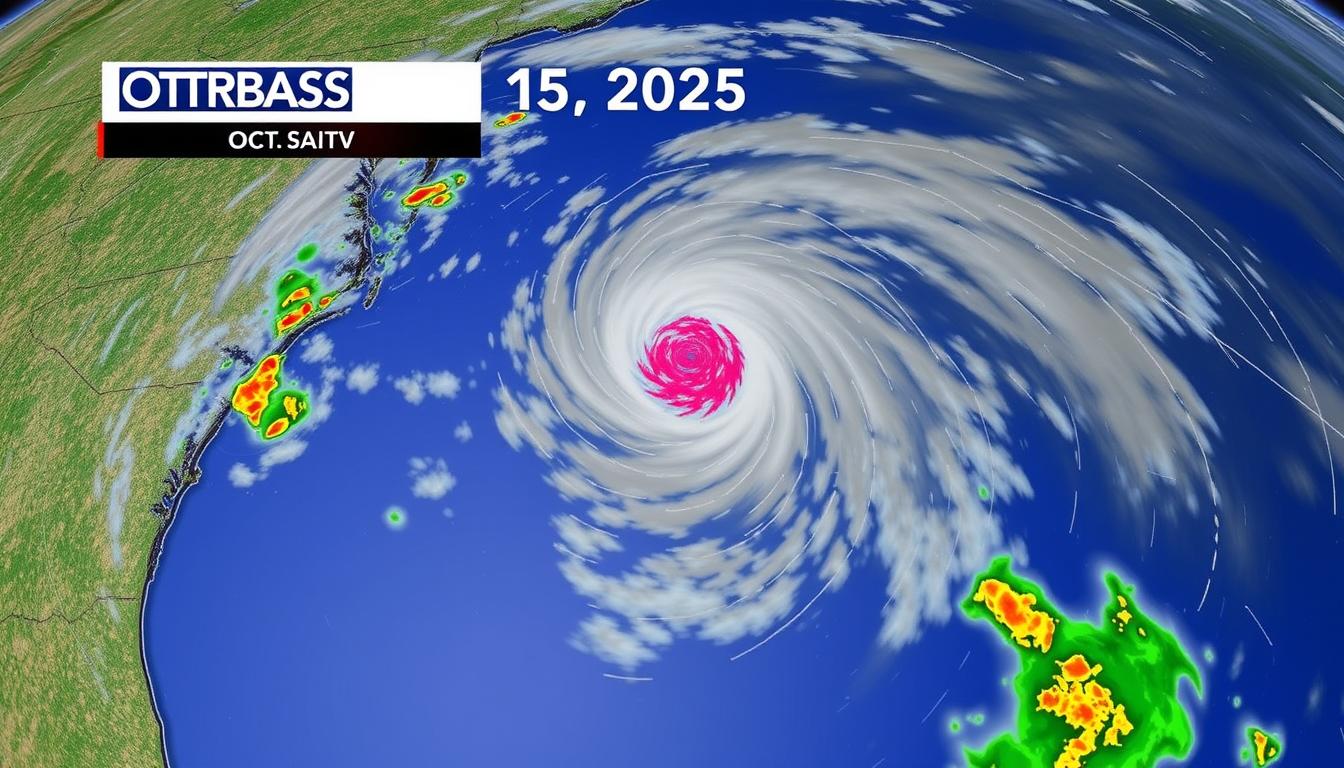 Severe weather forecast Mississippi Valley October 15 2025 showing radar imagery of approaching storm system